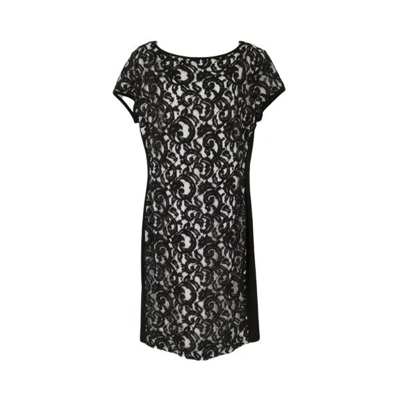 NWT Lauren Ralph Lauren Women's Black White Lace Overlay Dress Size 12